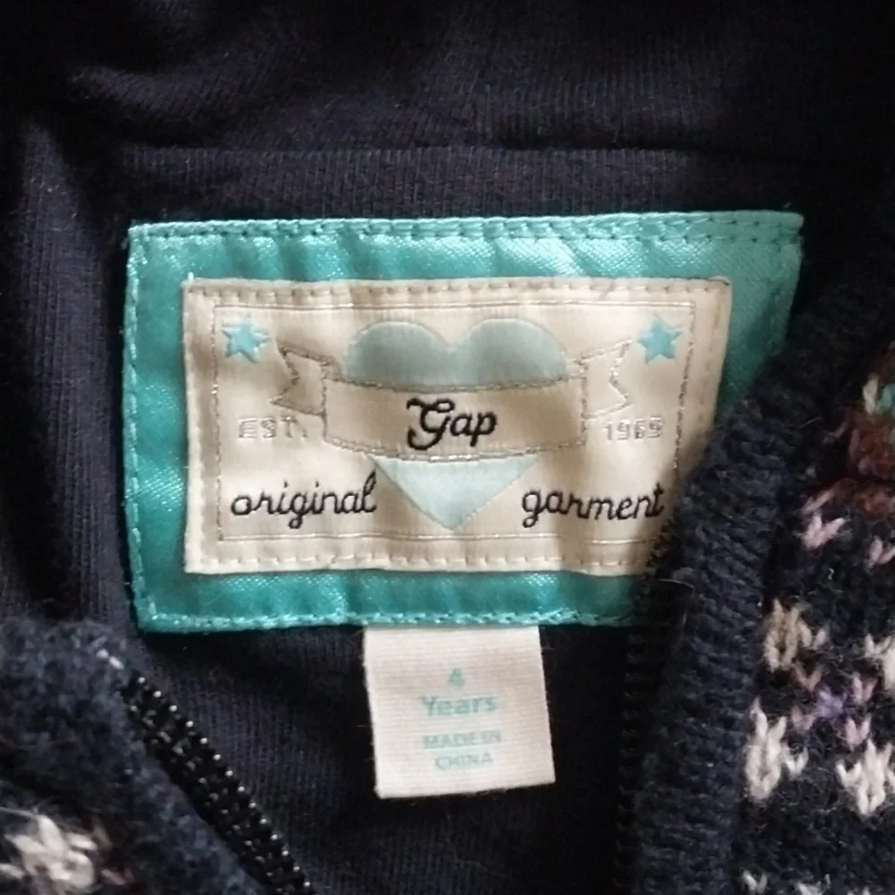 Gap Patterned Kids Hooded Sweater with Pom-Pom 4T